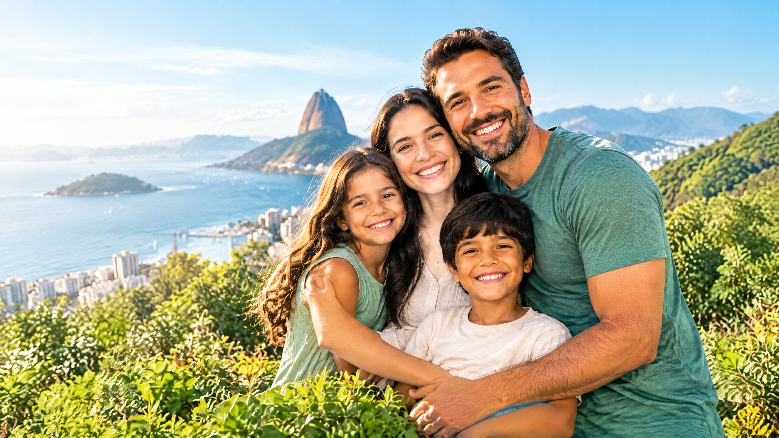 Família sorrindo em uma campanha visual de planos de saúde Unimed do Brasil